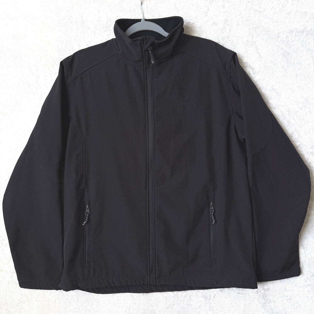 Paramount Pictures Soft Shell Jacket Mens L Black Full Zip Fleece Lined Gorpcore